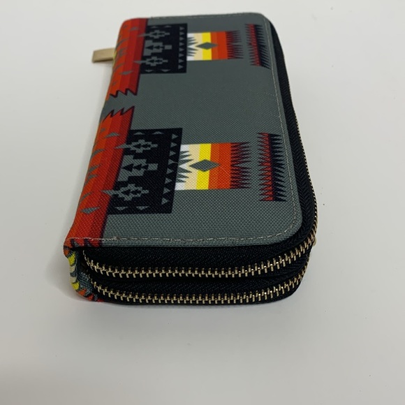 Aztec Wallet | Bright Canvas Two Zipper Wallet | Hippie Travel Bag | Boho Print - Picture 2 of 7